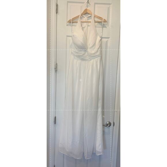 Copied - AW Bridal Wm's white Halter V Twist Chiffon Wedding Dress Sz 10 NWOT - Picture 4 of 7